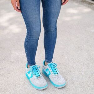 Nike Air Force 1 X Tiffany Blue Grey Low Cut Sneakers